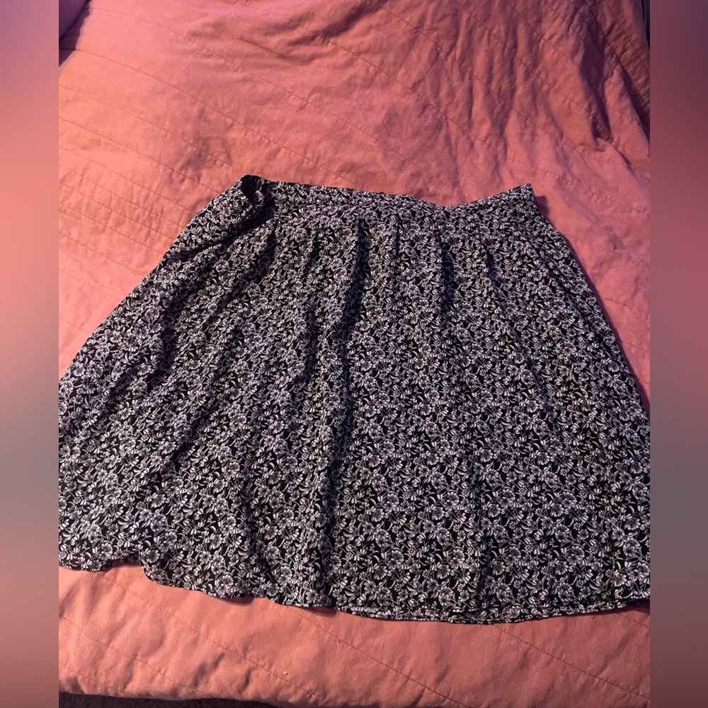 Black floral midi skirt